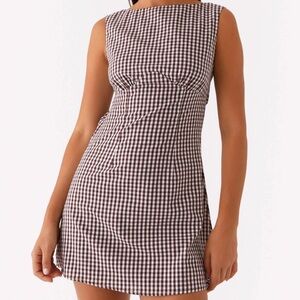 PEPPERMAYO brown gingham mini dress